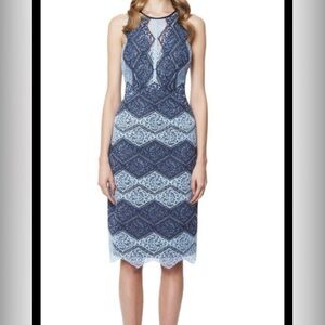 ERIN by Erin Fetherston Lace Midi Dress - Navy and Light Blue (A050)